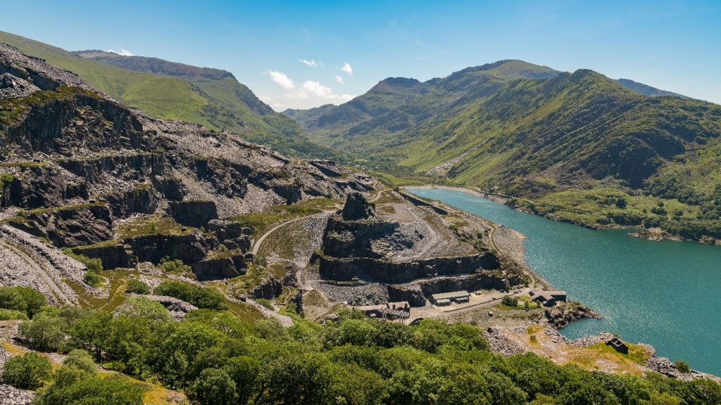 view of a slate quarry in wales